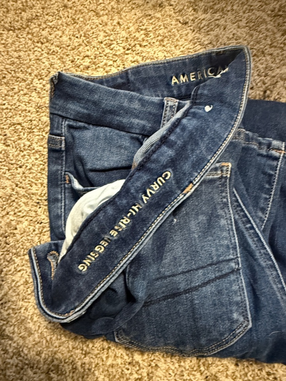 💔 American Eagle Outfitters Women's Dark Blue Curvy High-Rise Jeans
